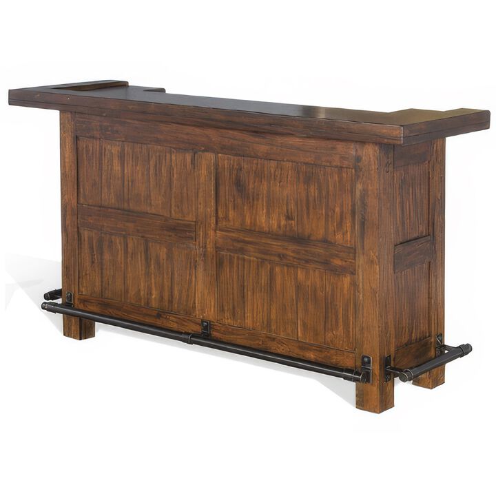 Reggie Freestanding Home Bar Counter, 78 Inch Cherry Brown Wood