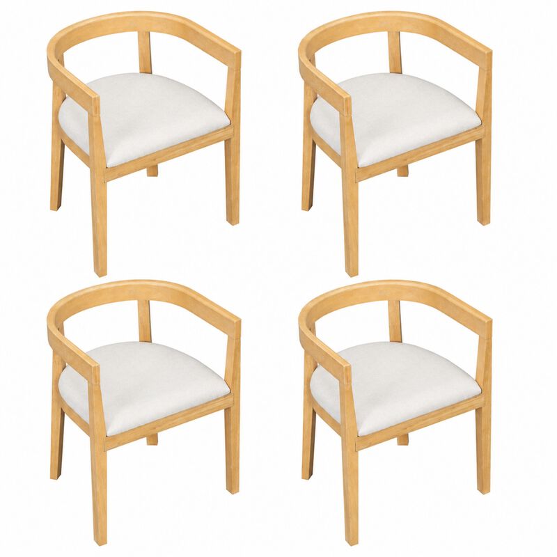 Whisen Set of 4 Curved Back Dining Chairs, Upholstered Solid Wood Frame Kitchen Chairs for Dining Room image number 3