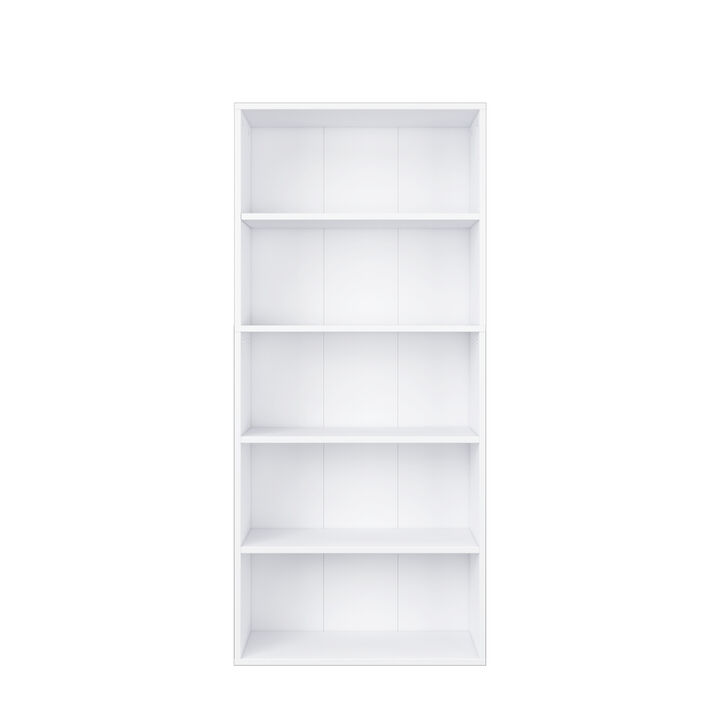 52.83 in. Tall Wood 5-Shelf Etagere Bookcase with Adjustable Shelves