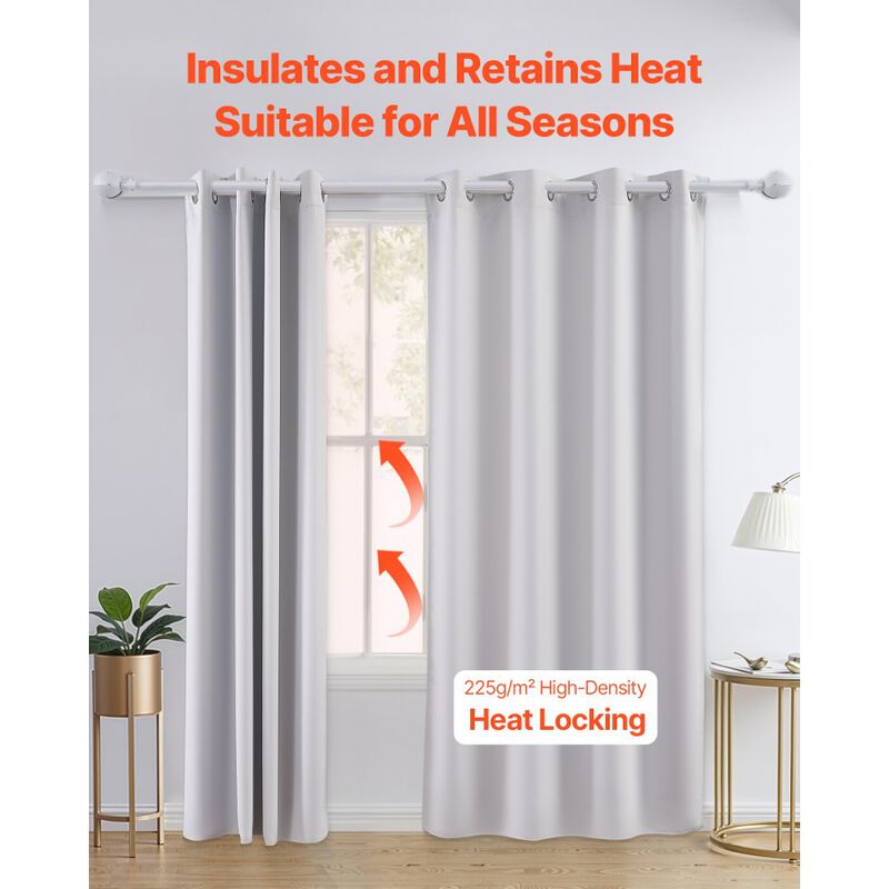 Blackout Curtains 2 Panels White Room Darkening Grommet Drapes image number 4