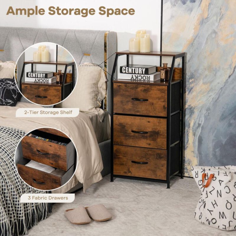 Hivvago Freestanding Cabinet Dresser with Wooden Top Shelves