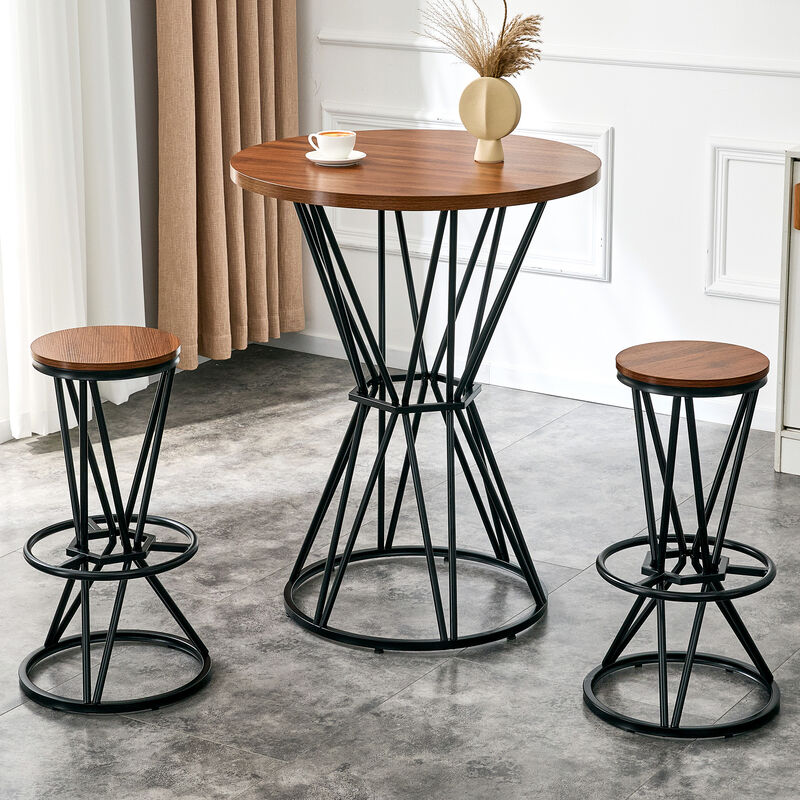 Whisen 31.5" Bar Set, 3-Piece MDF Metal Industrial Style for Home Kitchen image number 3