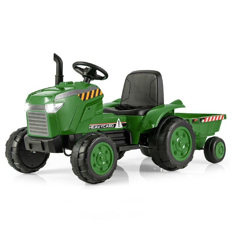 Kids Ride On Tractor with Detachable Trailer and Remote Control Driving-Dark Green image number 0