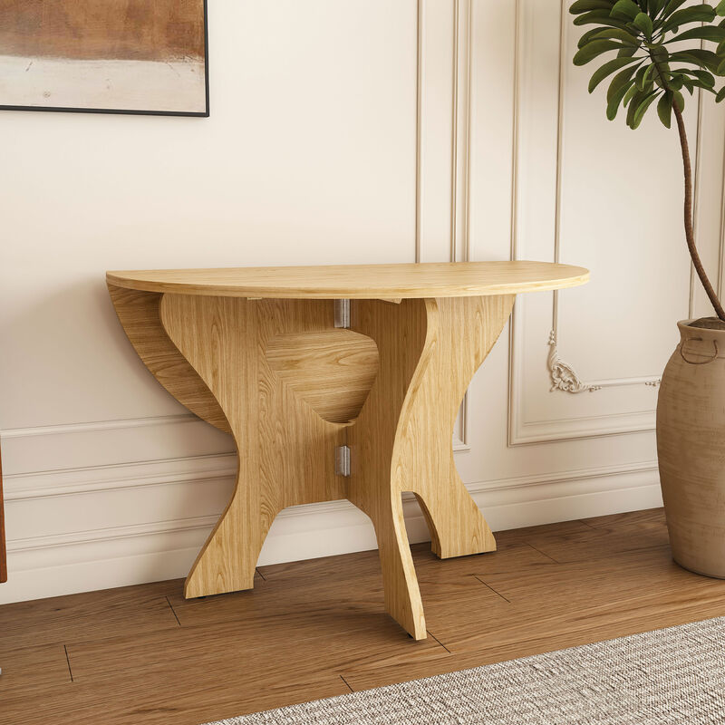 Merax Folding Dining Table - 8-Inch Ultra-Slim Profile with Walnut Veneer Surface image number 3