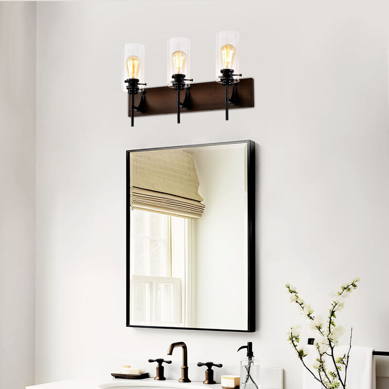 ELEMENT ACE 3-Light Wall Mounted Bathroom Vanity Light Fixture with Clear Glass Shade, Over Mirror Lighting for Kitchen, Bedroom, Hallway, Dining Room image number 4