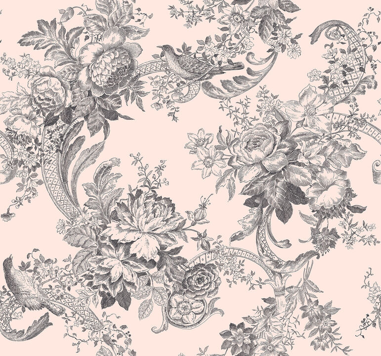 Carmel Blush Baroque Florals Wallpaper