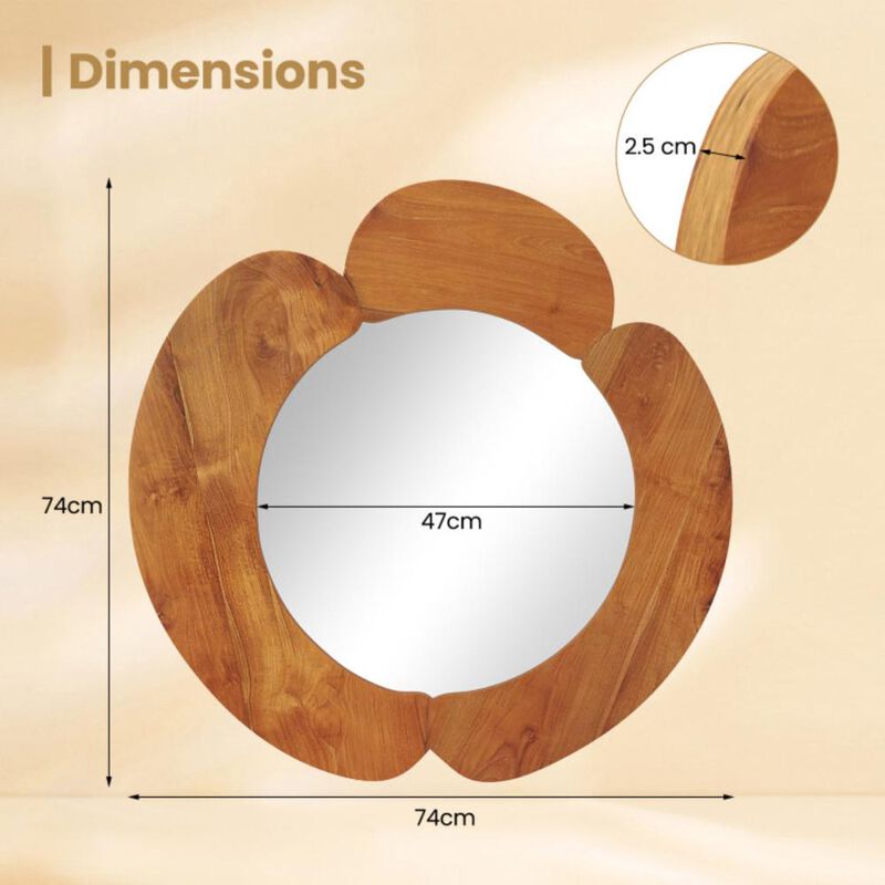 Hivvago Rustic Hanging Vanity Mirror with Teak Wood Frame