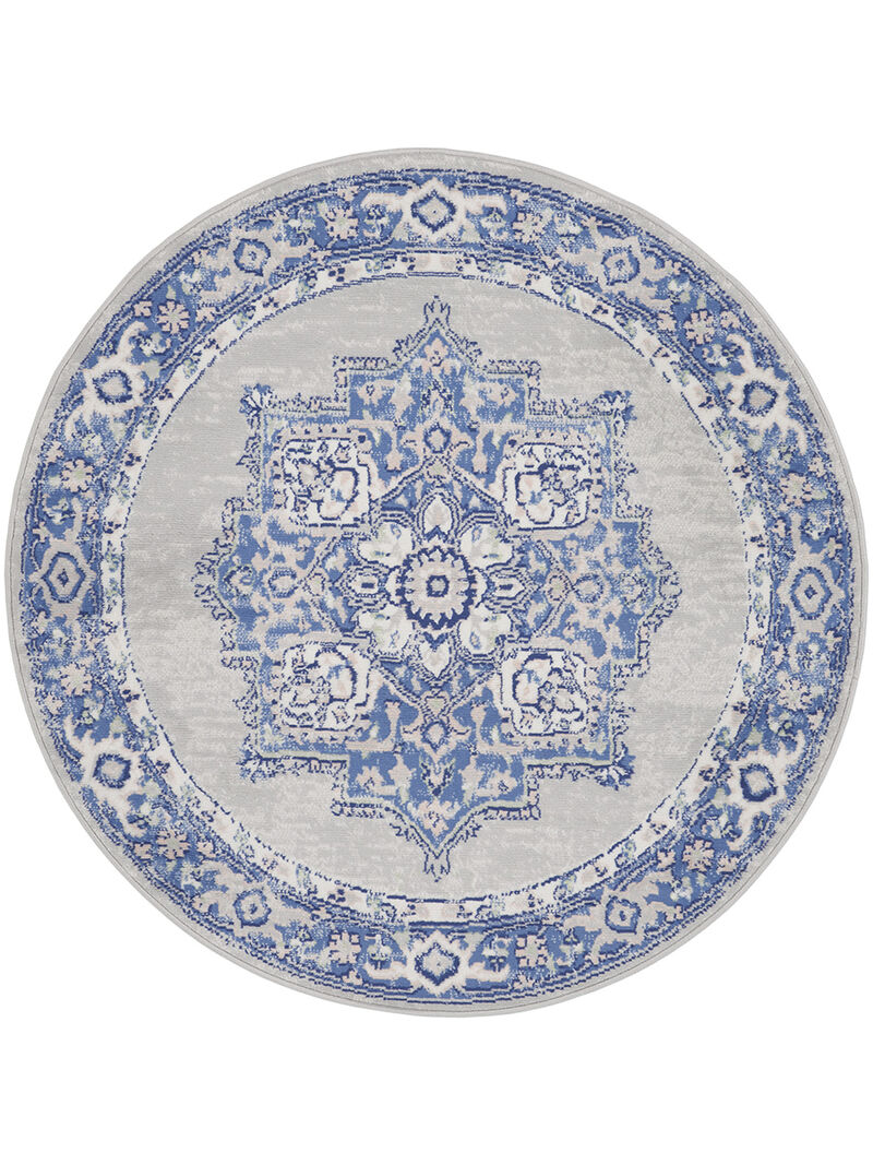Whimsicle WHS03 Gray/Blue 5' x Round Rug