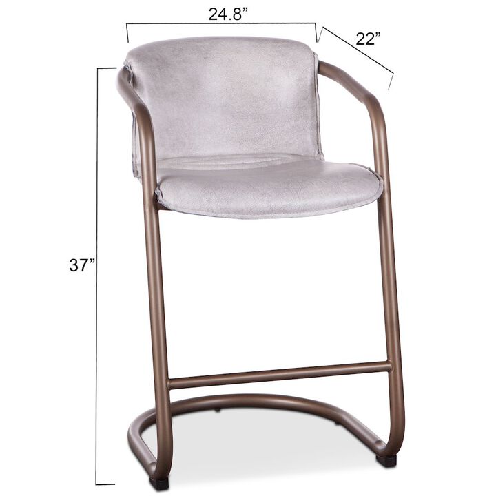 World Interiors Chiavari Leather Counter Chair in Vintage White