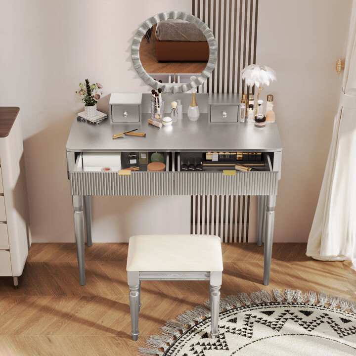 Merax Luxury Vanity Desk Dressing Table with 1 Stool
