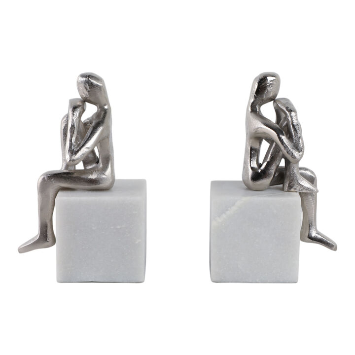Metal/Marble S/2 Bookends