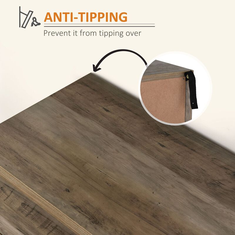 Antique Grey Buffet: Farmhouse Sideboard with Wine Rack & Drawers