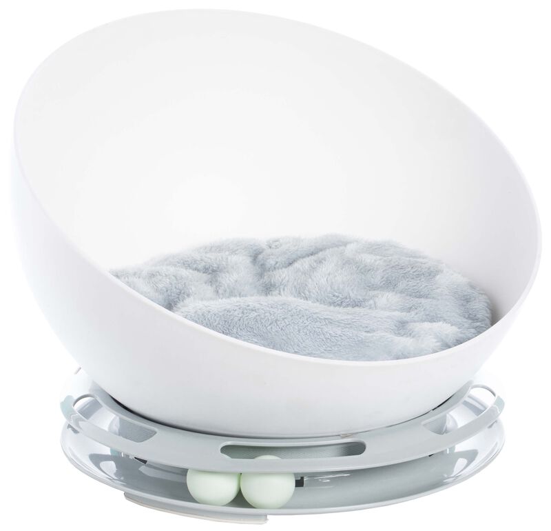 Plastic Bowl Shaped Sleeping Bed House Cat Cave Lounge with Ball Toy