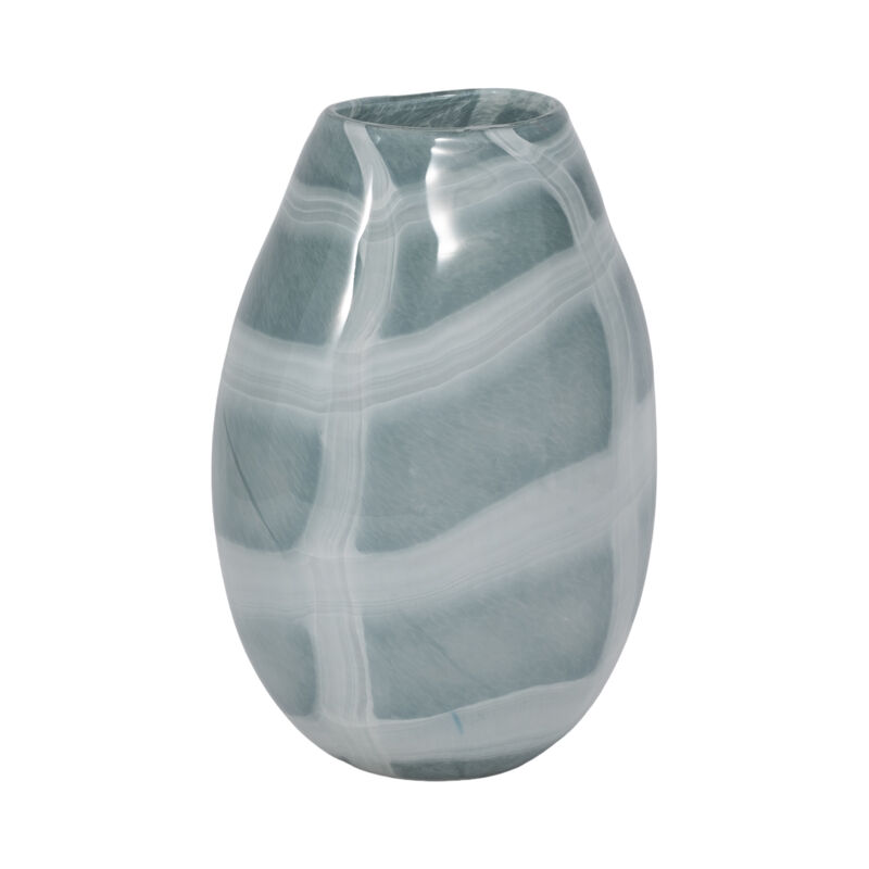 12" Slim Swirled Vase, Blue/white image number 2