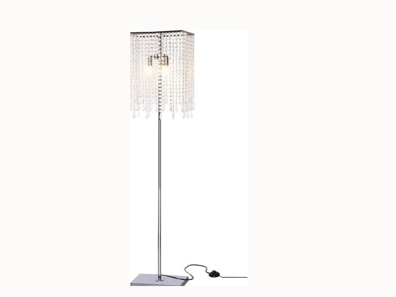 Crystal Raindrop Floor Lamp – 60" Tall, Silver Finish, E12 Bulbs, Romantic Accent Light