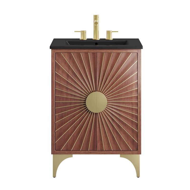 Modway Daylight Bathroom Vanity Cabinet with Ceramic Sink Basin, 24 Inch, Black Walnut image number 8