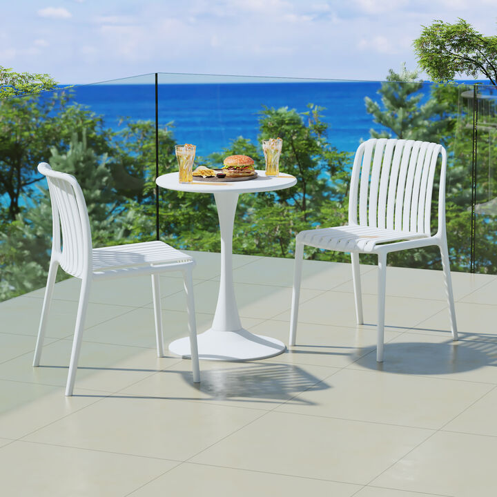 WestinTrends Outdoor Stackable Polypropylene Plastic Dining Side Chairs (Set of 2)