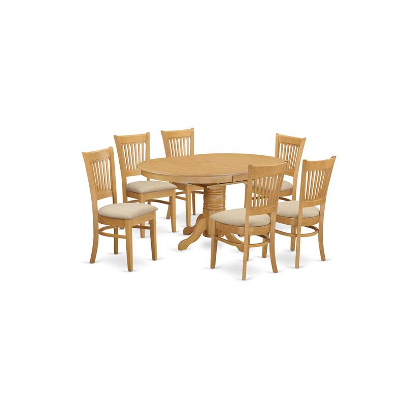 7 Pc Dining set-Dining Table with Leaf and 6 Dinette Chairs.