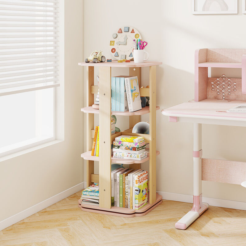 3-Tier Kids Corner Book Rack with 12 Compartments Pink