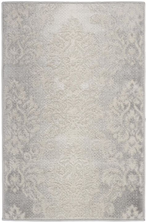 HomeRoots Damask Distressed Non Skid Area Rug