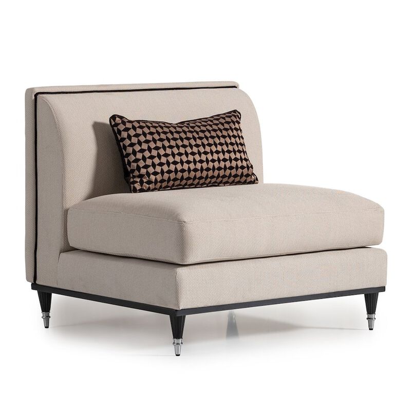 Michael Amini La Francaise Armless Accent Chair - Cafe au Lait/Black