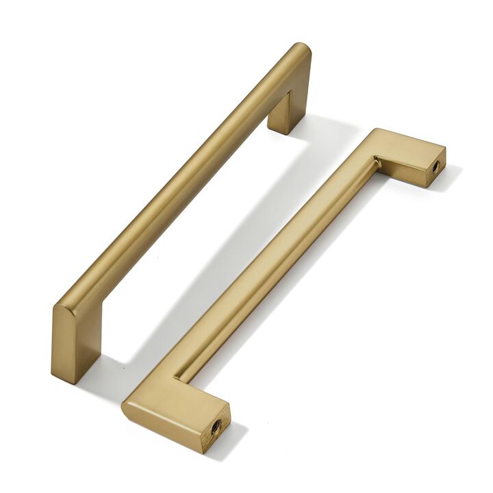 khtumeware 5 Inch Hole Center 6 Pack,Champagne Bronze Cabinet Pulls Heavy Duty Solid Satin Brass Kitchen Drawer Handle Antique C