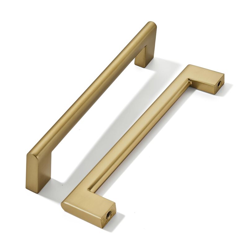 khtumeware 5 Inch Hole Center 6 Pack,Champagne Bronze Cabinet Pulls Heavy Duty Solid Satin Brass Kitchen Drawer Handle Antique C