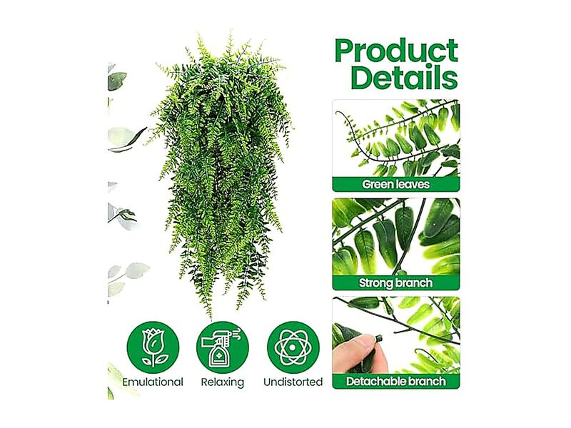 36 Pack Artificial Hanging Plants 32 Inch Boston Ferns Plastic Wall Room Garden image number 2