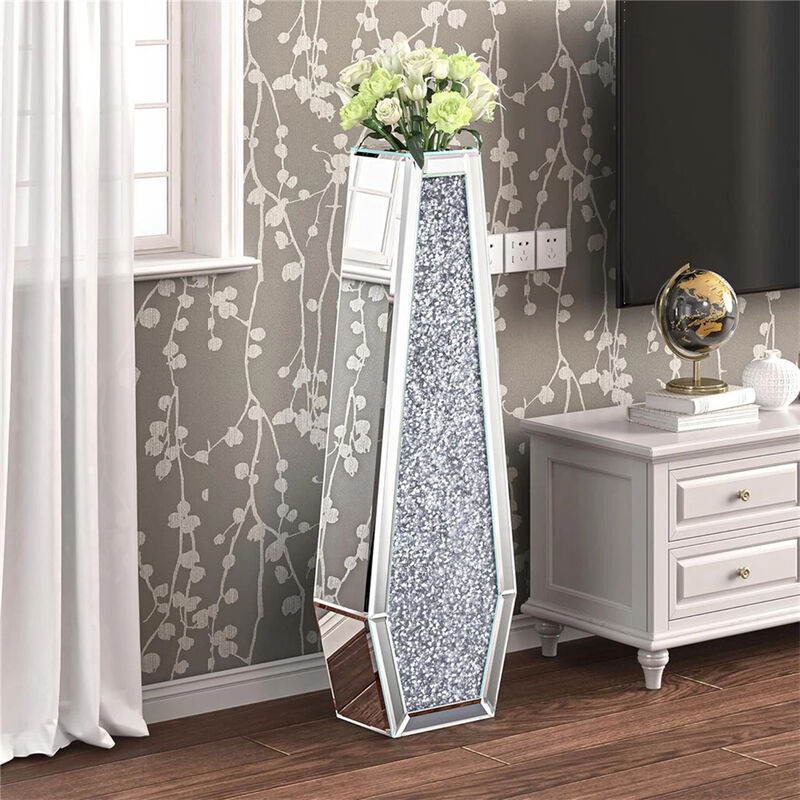 Tall Crushed Diamond Floor Vase Luxury Container for Dried Flower Arrangements image number 1