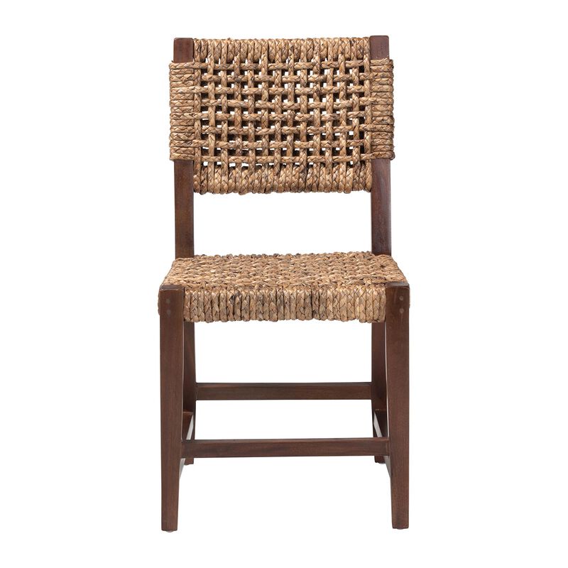 bali & pari Alise Handwoven Seagrass Dining Chair with Mahogany Wood Frame &ndash; Woven Back and Seat Chair for Dining Room or Kitchen, Earthy Brown