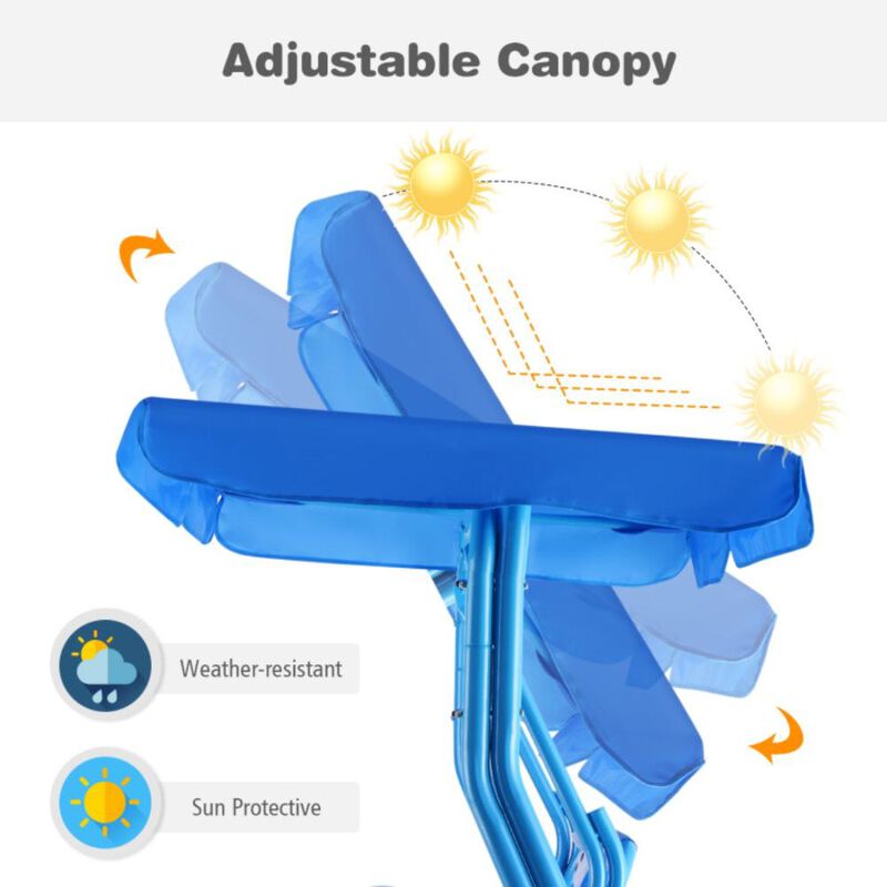 Hivvago Outdoor Kids Patio Swing Bench with Canopy 2 Seats