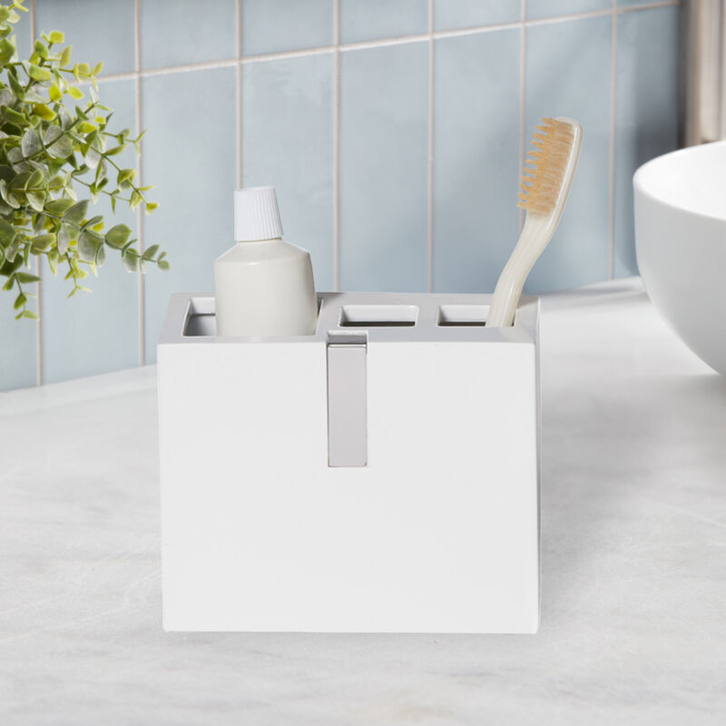 Houston Street White Toothbrush Holder image number 3