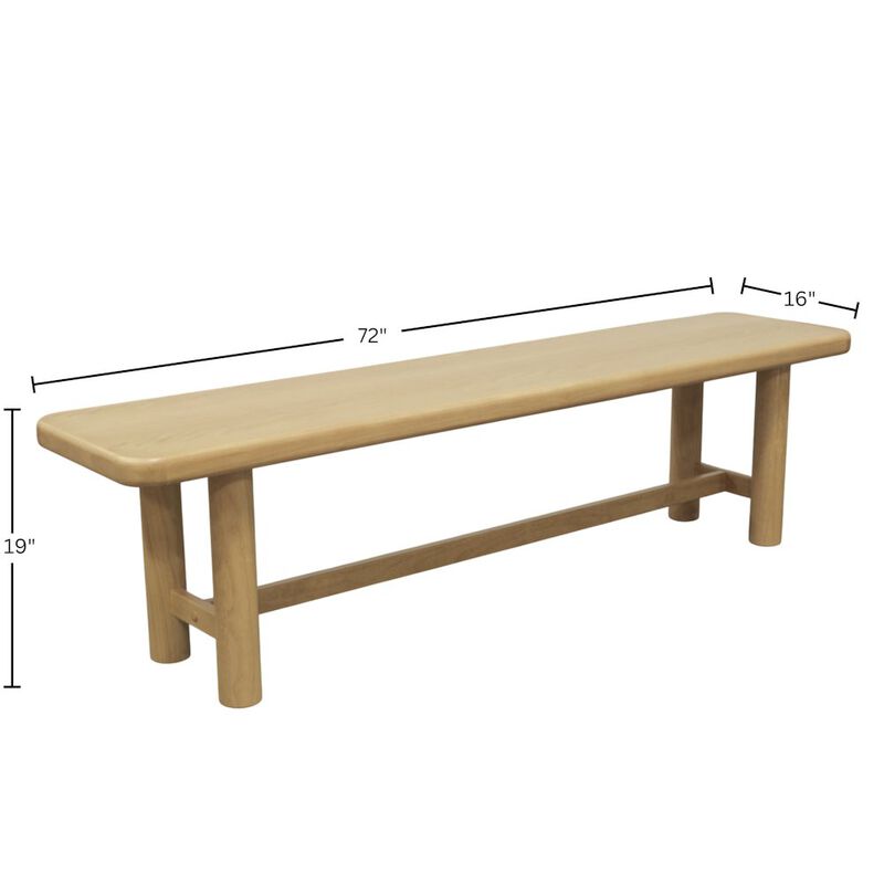 Alpine Furniture Hudson Dining Bench, Light Oak image number 3