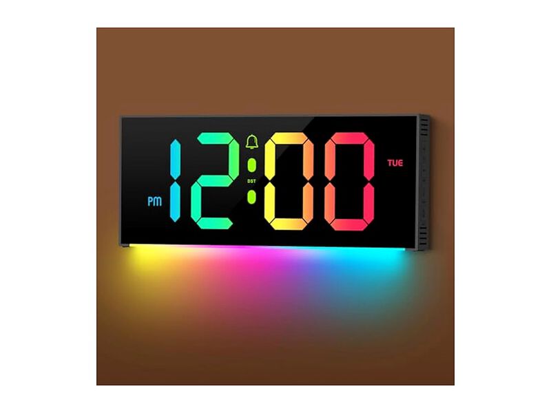 Digital Full Screen Display RGB Wall Clock 12 Inch Glow In Dark image number 0