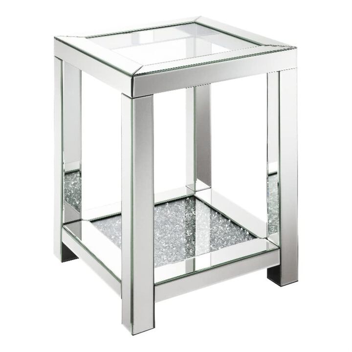 Coaster Home Furnishings Mozzi Square End Table with Glass Top Mirror