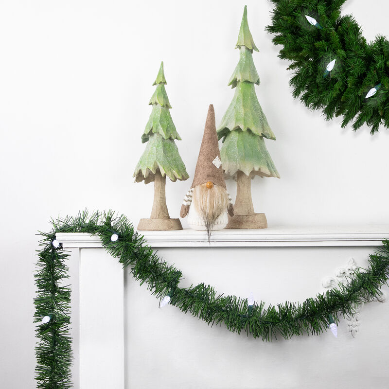 18' x 3" Pre-Lit Pine Artificial Christmas Garland  Pure White LED Faceted Lights image number 1
