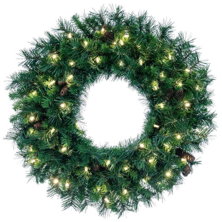 Vickerman 120" Cheyenne Pine Wreath 1200WmWht LED