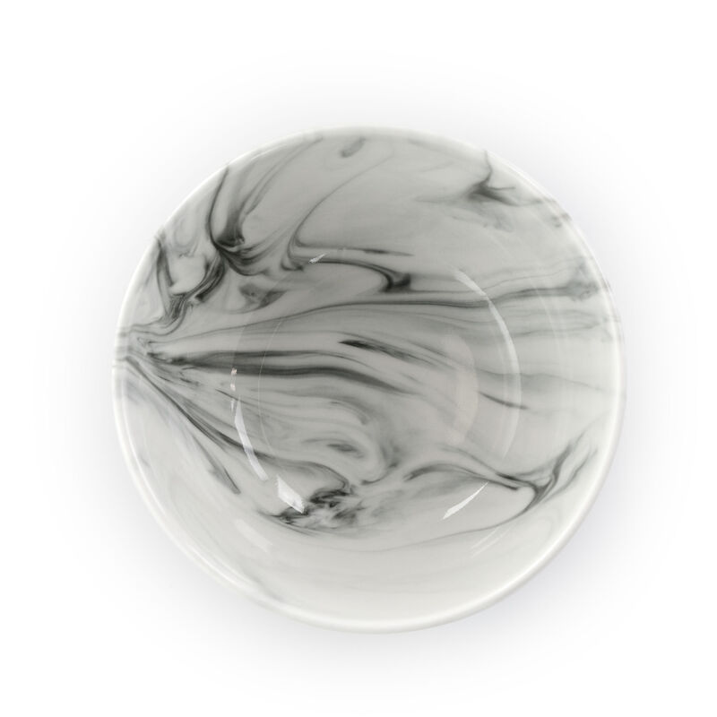 Elama Fine Marble 16 Piece Stoneware Dinnerware Set in Black and White