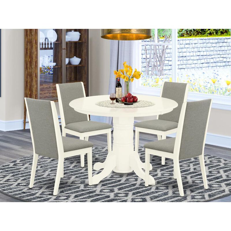 East West Furniture Dining Room Set Linen White