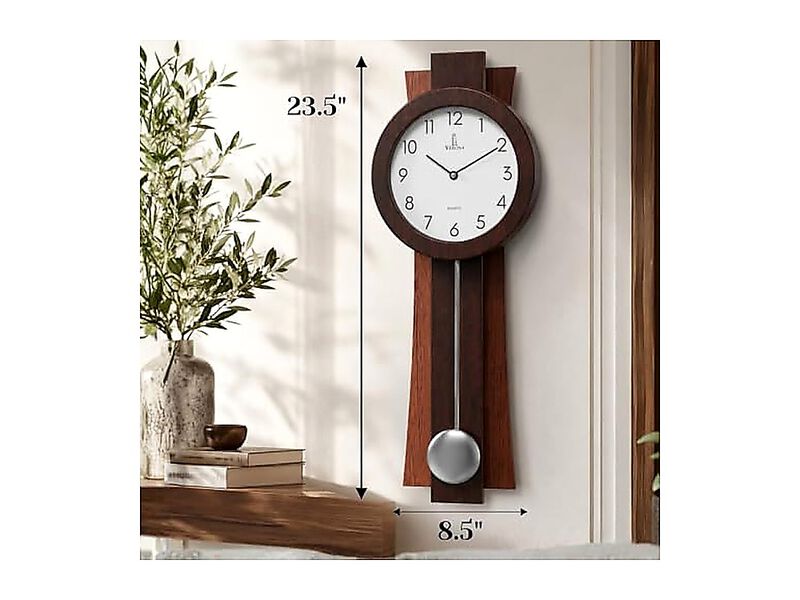 Pendulum Wall Clock Battery Operated Modern 23 X 8 Inch 5 Inch Silent Wood Decor image number 2