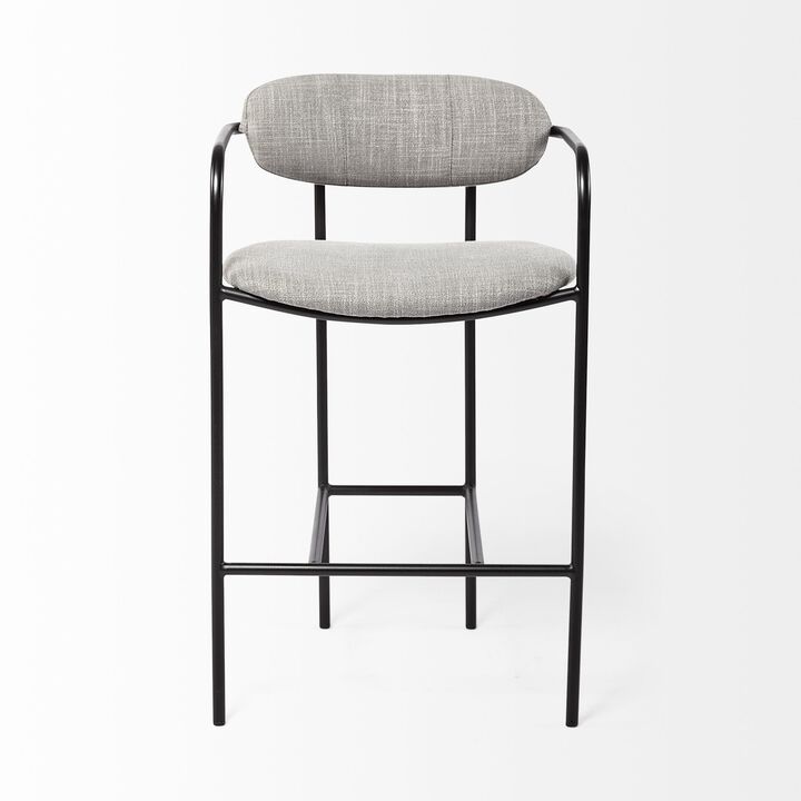 HomeRoots 27" Gray And Black Upholstered And Metal Counter Height Bar Chair