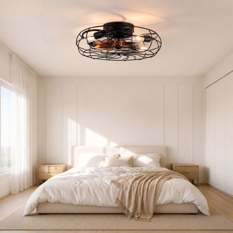 ELEMENT ACE 19 Inch Flush Mount Ceiling Fan with Light, 6 Speed Remote Control, Reversible Quiet DC Motor, Low Profile for Bedroom Low Ceiling Spaces image number 3