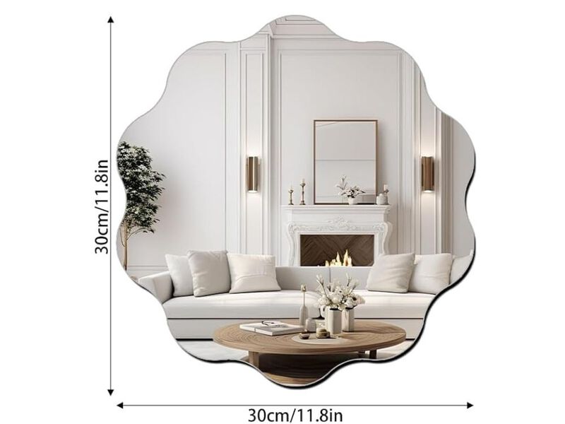 Round Wavy Wall Mirror 12 Inch Scalloped Acrylic Decorative Mirror for Home image number 2