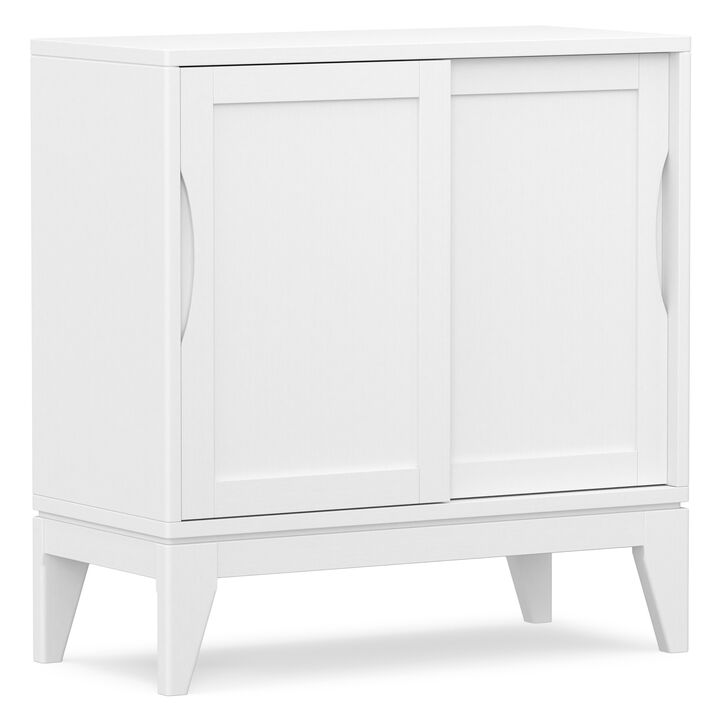 Harper 30 inch Wide Solid Hardwood Mid-Century Modern Low Storage Cabinet in White