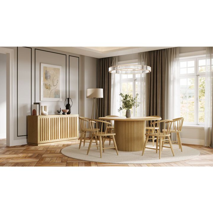 Jofran Auden 60 Round Mid-Century Modern Fluted Pedestal Base Dining Table