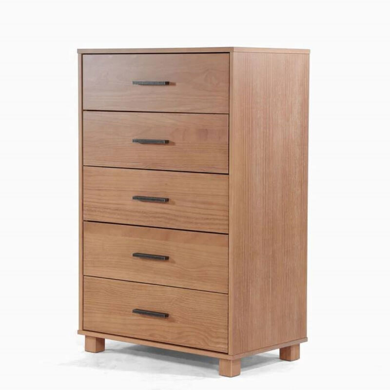 Modern Farmhouse Wooden Vertical Dresser with 5 Storage Drawers image number 2