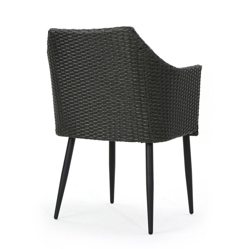 Kenny Outdoor Accent Chair Set of 2, Gray Polyester, PE Rattan, Iron - Benzara