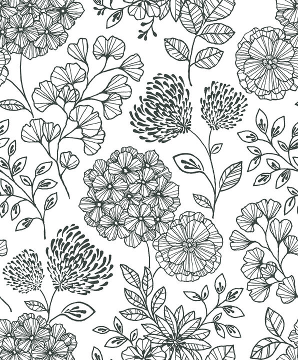 Ada Black Floral Wallpaper