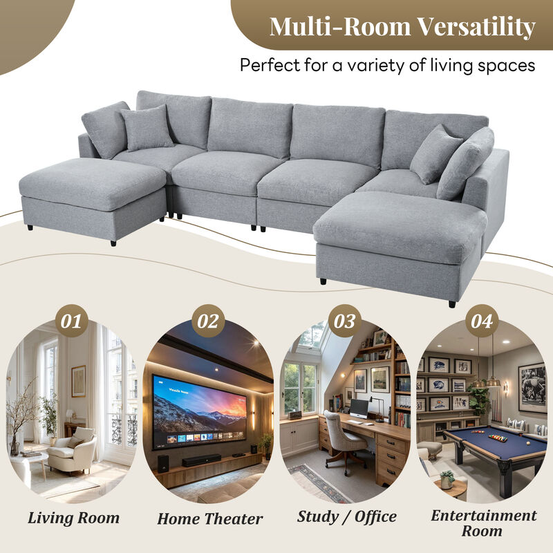 Spudmo 128" Large U-Shaped Sectional Sofa image number 6