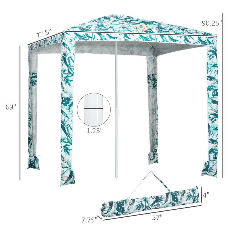 Beach Sun Shelter: 6.5' Quick-Assembly Cabana Canopy Umbrella